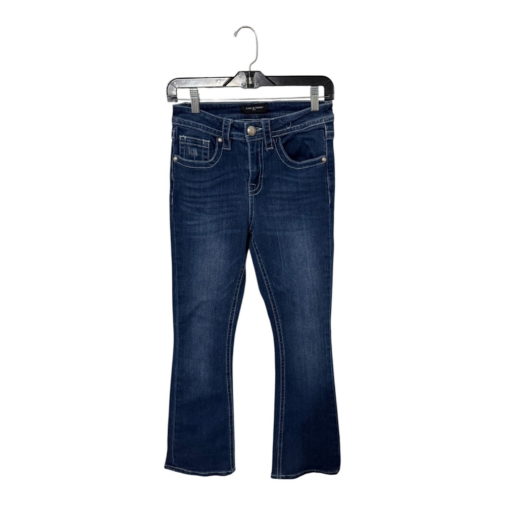 Fire & Rain Womens Dark Wash Floral Embroidered Bootcut Jeans QQ-9086 Size 5 - Picture 1 of 6
